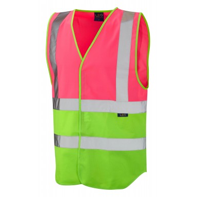 Dual Colour Reflective Waistcoat (Non ISO 20471) Pink/Lime