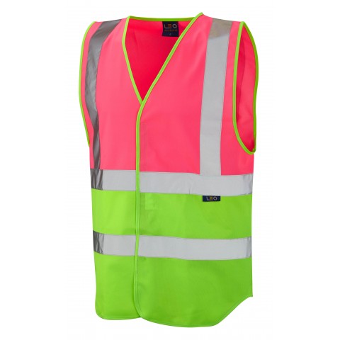 Dual Colour Reflective Waistcoat (Non ISO 20471) Pink/Lime Dual Colour Waistcoats
