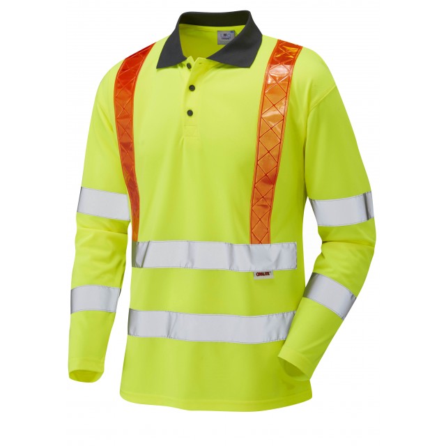 Leo EcoViz Performance Sleeved Polo Shirt with Red Braces