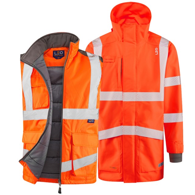 ISO 20471 Class 3 Breathable Executive 3-in-1 Anorak and Bodywarmer Orange