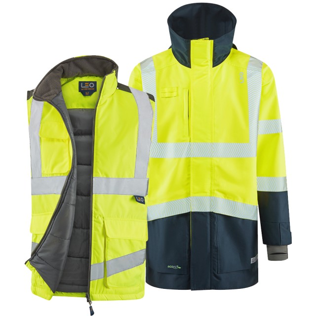 ISO 20471 Class 3 Breathable Executive 3-in-1 Anorak and Bodywarmer Yellow/Navy