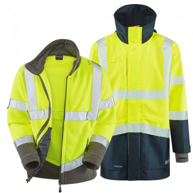 ISO 20471 Class 3 Breathable Executive 3-in-1 Anorak and Fleece Yellow/Navy