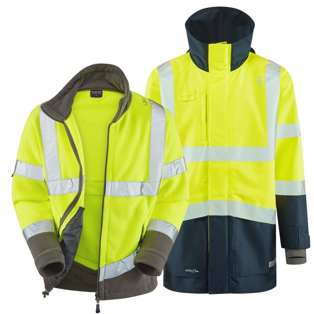ISO 20471 Class 3 Breathable Executive 3-in-1 Anorak and Fleece Yellow/Navy