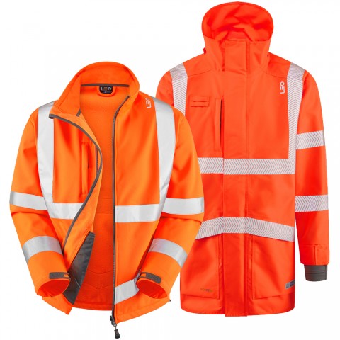 ISO 20471 Class 3 Breathable Executive 3-in-1 Anorak and Softshell Orange