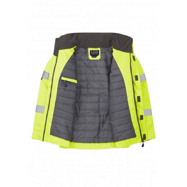 Leo EcoViz 4K Superior Baffle Lined Bomber Jacket with Red Braces