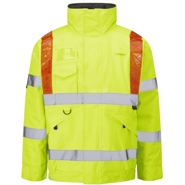 Leo EcoViz 4K Superior Baffle Lined Bomber Jacket with Red Braces